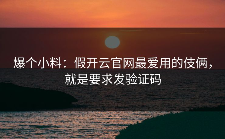爆个小料：假开云官网最爱用的伎俩，就是要求发验证码